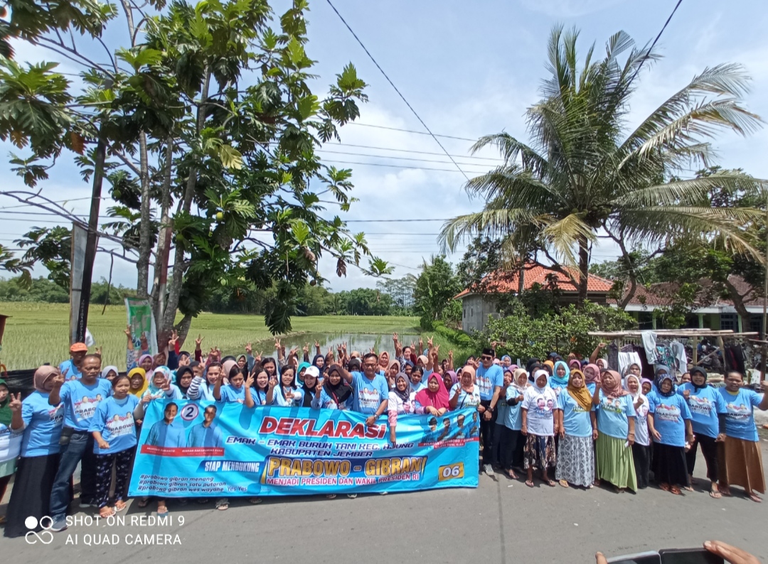 Buruh tani di Jember Deklarasi dukungan ke Prabowo - Gibran (beritalima.com/sugik)